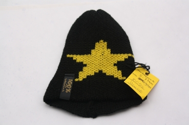 Beanie Schwarz Stern Gelb