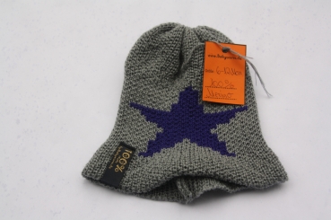 Beanie Grau Stern Lila