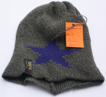 Beanie Grau Stern Lila