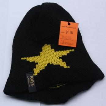 Beanie Schwarz Stern Gelb