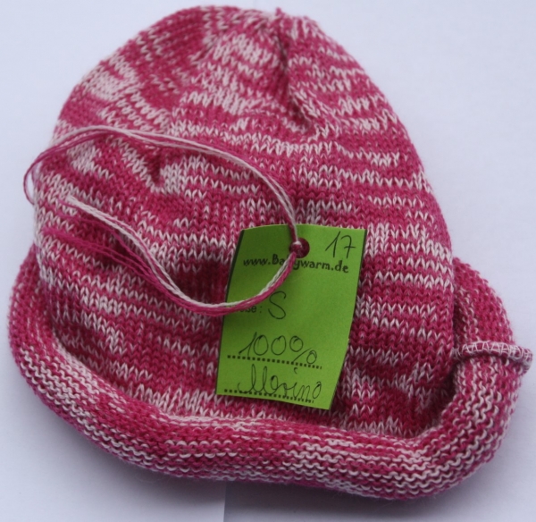 Rollmütze pink weiß meliert