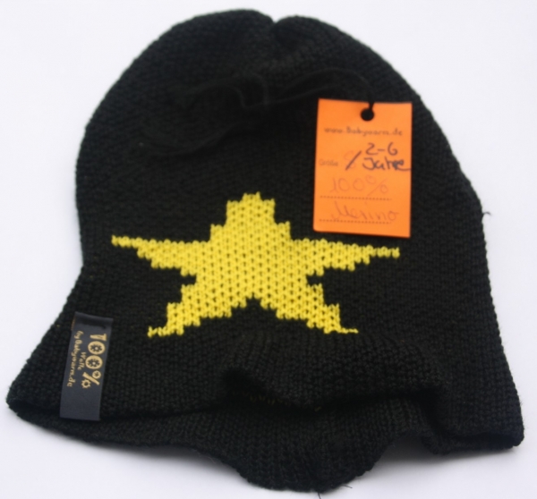 Beanie Schwarz Stern Gelb